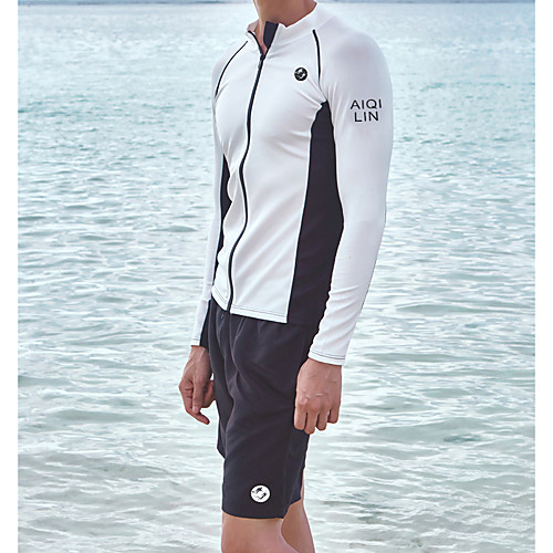 

Men's Rash Guard Dive Skin Suit Spandex Swimwear Quick Dry Breathable Long Sleeve 2 Piece Front Zip - Swimming Surfing Water Sports Patchwork Autumn / Fall Spring Summer