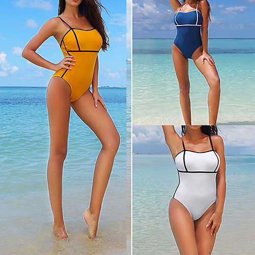 

Women's One Piece Swimsuit Nylon Swimwear Bodysuit Quick Dry Breathable Sleeveless Swimming Surfing Water Sports Solid Colored Summer