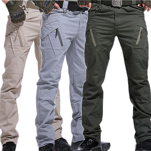 

Men's Work Pants Hiking Cargo Pants Tactical Pants 9 Pockets Military Combat Outdoor Ripstop Water Resistant Quick Dry Multi Pockets Cotton Zipper Pocket Bottoms Grey Khaki Green Black Hunting