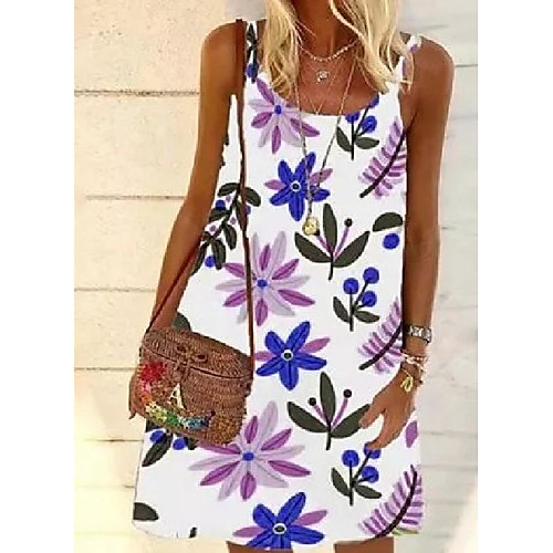 

2020 amazon independent station european and american women's new digital printed loose sleeveless sleeve dress