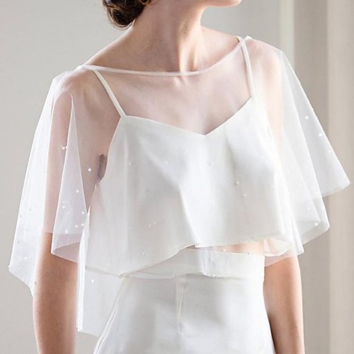 

Sleeveless Elegant / Bridal Tulle Wedding / Party / Evening Women's Wrap With Beading