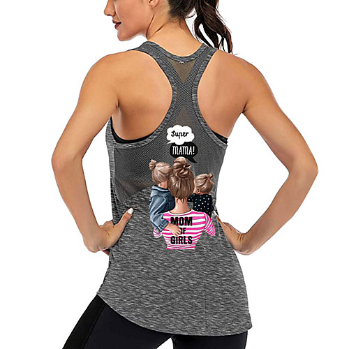 

Women's Yoga Top Racerback Patchwork Fashion Dark Grey Black Purple Burgundy Dark Green Mesh Cotton Fitness Gym Workout Running Tank Top T Shirt Sport Activewear Lightweight Breathable Quick Dry