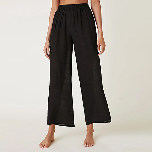 

Women's Chino Breathable Outdoor Holiday Beach Pants Chinos Pants Solid Color Ankle-Length Patchwork White Black Beige