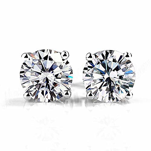 

925 sterling silver round cut cubic zirconia stud earrings for women men(4mm)