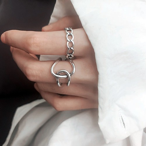 

Adjustable Ring Retro Silver Alloy Cross Punk European Trendy 1pc Adjustable