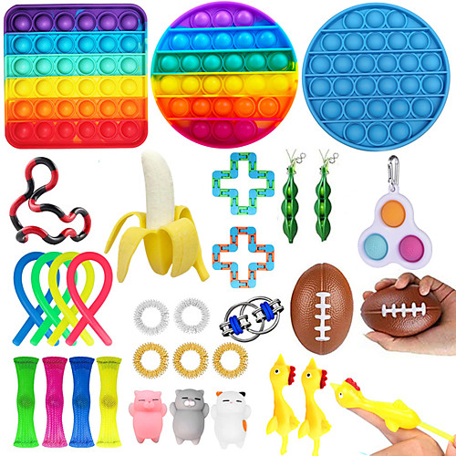 

32 pcs Sensory Fidget Toys Set Pop Bubble Soybean Squeeze Stress Relief Balls with Fidget Hand Toys for Kids Adults Calming Toys for ADHD Autism Anxiety Relief
