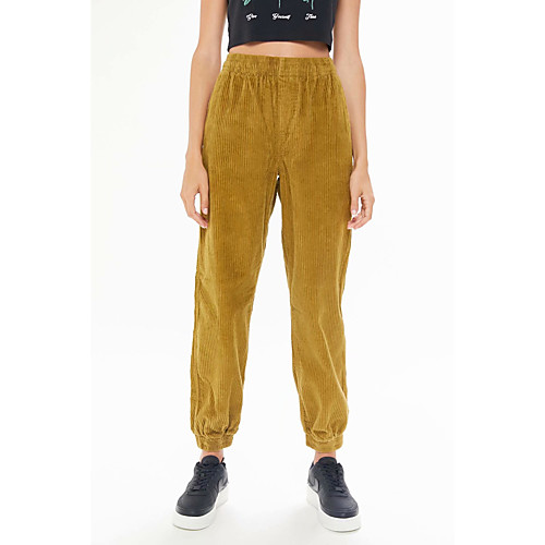 

Women's Streetwear Chino Comfort Casual Daily Jogger Pants Plain Ankle-Length Elastic Waist Purple Yellow Navy Blue