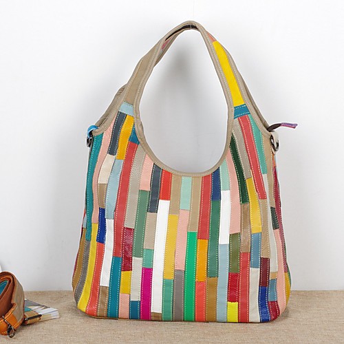 

cross-border hot-selling leather handbag manufacturers supply first layer cowhide color stripes casual characteristic one-shoulder messenger bag