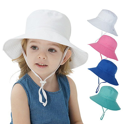 

Boys' Girls' Fisherman Hat Hiking Cap 1 PCS Outdoor Portable Sunscreen Soft Breathable Hat Solid Color Polyester White Purple Blue for Fishing Climbing Beach