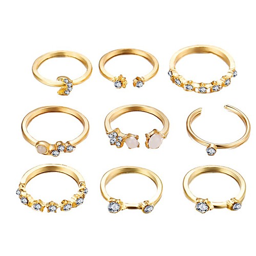 

star crescent ring 9 piece set creative retro simple alloy joint ring