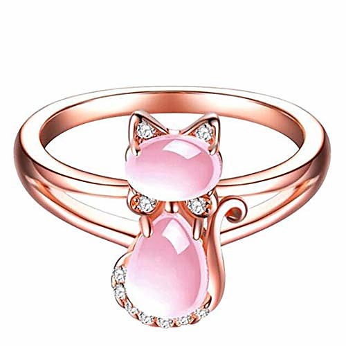 

jude jewelers rose gold pink fleurstone cat rhinestones animal ring women kids (10)