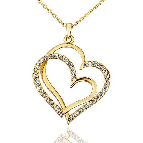 

Women's Cubic Zirconia Pendant Necklace Classic Heart Fashion Gold Plated Rose Gold Plated Rose Gold Gold 455 cm Necklace Jewelry 1pc For Anniversary Gift Birthday Party Festival