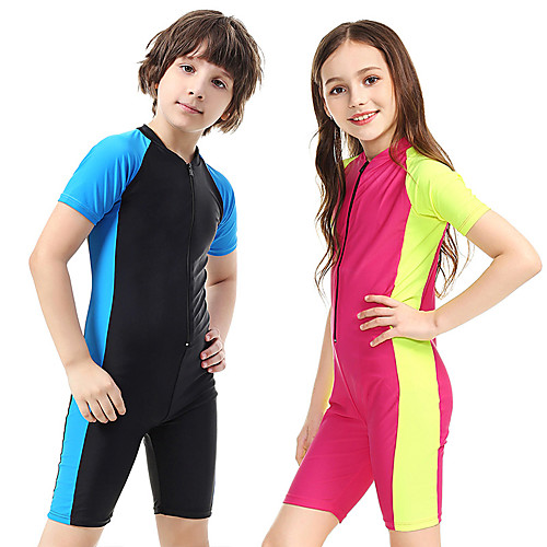 

SBART Boys' Girls' Rash Guard Dive Skin Suit Diving Suit UV Sun Protection Quick Dry Short Sleeve Front Zip - Swimming Diving Patchwork Fall Spring Summer / Kid's