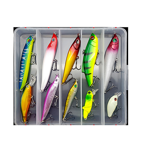 

10 pcs Lure kit Fishing Lures Minnow Crank Pencil lifelike 3D Eyes Bass Trout Pike Sea Fishing Lure Fishing Freshwater and Saltwater