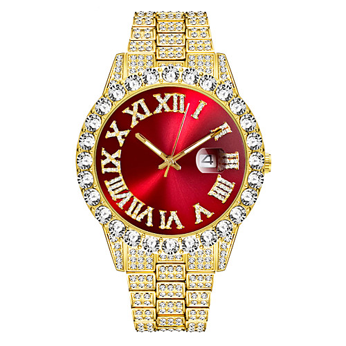 

missfox watches men's personality hip-hop style big roman diamond watch