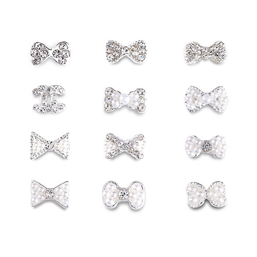 

12 Pcs/set Nail Decoration Set Nail Art Alloy Jewelry Rhinestone Pearl Bow Nail Sticker Rhinestone Nail Art Alloy Accessories