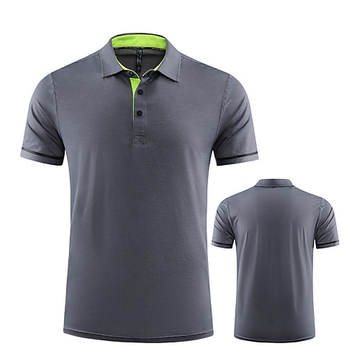 

Men's Short Sleeve Running Shirt Tee Tshirt Polo Shirts Athleisure Summer Elastane Breathable Sweat wicking Fitness Tennis Golf Jogging Sportswear Solid Colored Plus Size Dark Grey White Blue Red