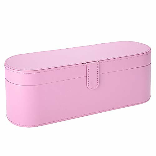 

storage box for hair dryer, portable anti-scratch cover dustproof pouch sleeve pu leather flip hard gift box travel carry case organizer (pink)