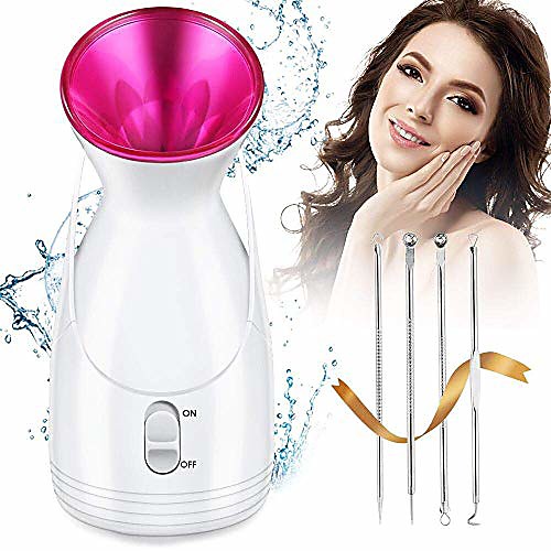 

2020 new facial steamer, nano ionic hot mist face steamer with 4 pieces blackhead remover kit, home sauna spa face humidifier atomizer for women men moisturizing cleansing pores