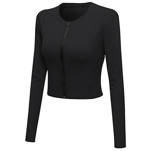

Women's Running Shirt Yoga Top Winter Zipper Solid Color White Black Blue Pink Cyan Spandex Yoga Fitness Gym Workout Vest / Gilet Top Long Sleeve Sport Activewear Breathable Comfortable Freedom