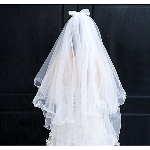 

Two-tier Cute Wedding Veil Elbow Veils with Solid 27.56 in (70cm) Lace / Tulle