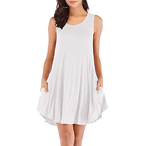 

haola women's sleeveless t-shirt dress loose fit long sleeve long tees white xl