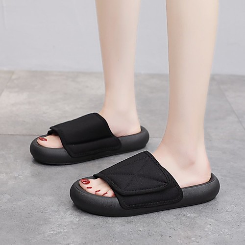 

Women's Sandals Flat Heel Round Toe PU Solid Colored Black Gray