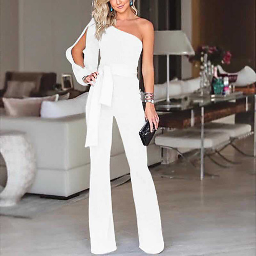 

Women's Elegant & Luxurious Daily Wear 2021 White Blue Red Jumpsuit Solid Color