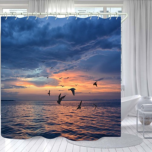 

Big Goose Flying South Digital Printing Shower Curtain Shower Curtains Hooks Modern Polyester New Design