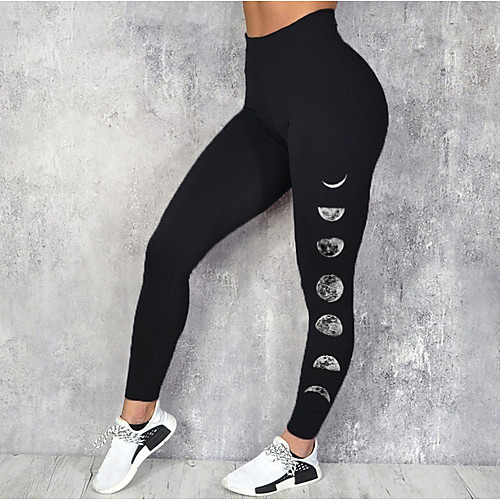 

Women's Sporty Fashion Comfort Leisure Sports Weekend Leggings Pants Universe Galaxy Ankle-Length Sporty Elastic Waist Print Black