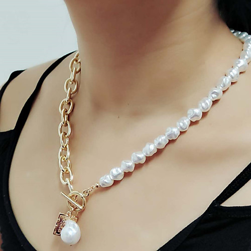 

fashion special-shaped imitation pearl necklace retro baroque geometric portrait tag clavicle chain female