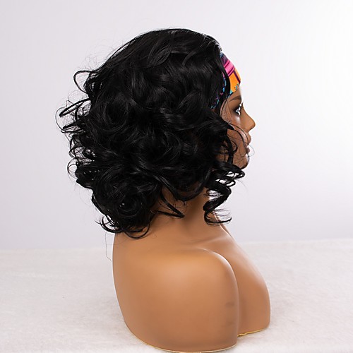 

european and american new style hair band wig female fluffy black small curly hair short curly hair chemical fiber hair wig set
