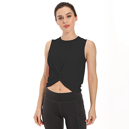 

Women's Sleeveless Running Shirt Tee Tshirt Top Athletic Athleisure Summer Elastane Moisture Wicking Quick Dry Breathable Yoga Fitness Gym Workout Running Training Sportswear Solid Colored Normal