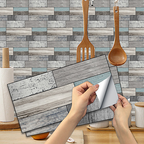 

Imitation Wood Grain Ceramic Tile Kitchen Bathroom Self-adhesive Paper Waterproof And Oil-proof Ultramarine Wood Grain Sheet Self-adhesive Decorative Wall Sti