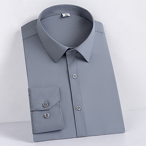 

Men's Shirt Solid Colored Button-Down Long Sleeve Casual Tops Business Casual A White Blue