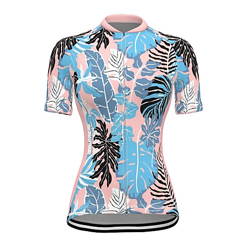 

21Grams Women's Short Sleeve Cycling Jersey Spandex Blue Tropical Flowers Bike Top Mountain Bike MTB Road Bike Cycling Breathable Sports Clothing Apparel / Stretchy / Athleisure