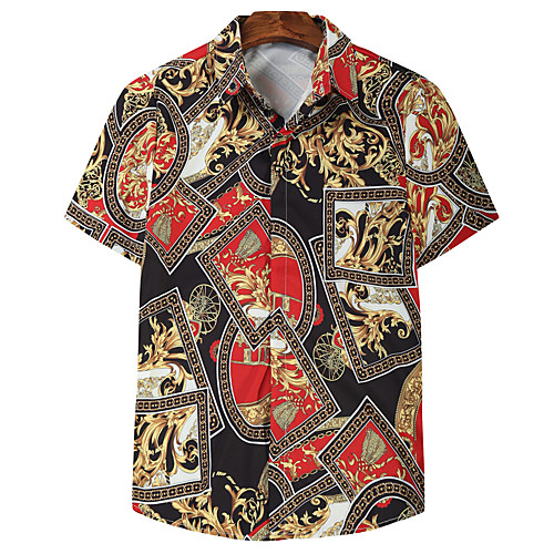 

Men's Shirt Graphic Short Sleeve Casual Tops Red