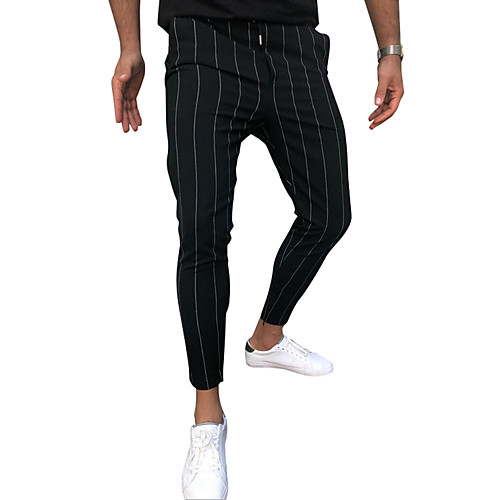 

Men's Casual / Sporty Pants Pants Stripe Black Gray