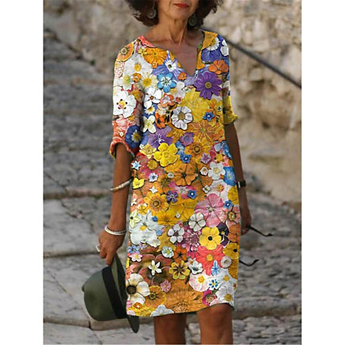 

2021 independent station wish european and american women's new style commuter blue hedging fashion printed dress