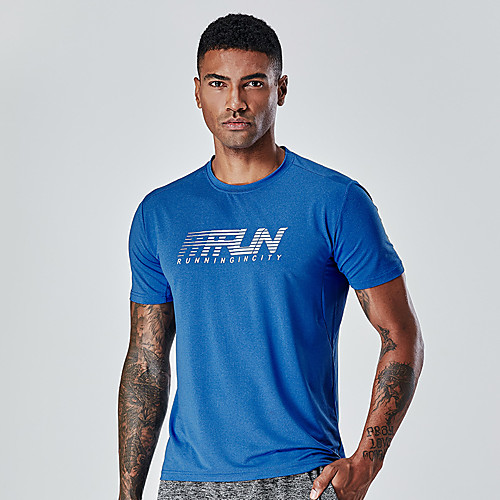 

Men's Tee / T-shirt Pure Color Crew Neck Letter & Number Sport Athleisure T Shirt Top Short Sleeves Breathable Moisture Wicking Soft Comfortable Everyday Use Casual Daily Outdoor Exercising