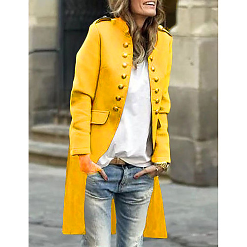 

Women's Solid Colored Basic Fall Coat Long Daily Long Sleeve Coat Tops Blue