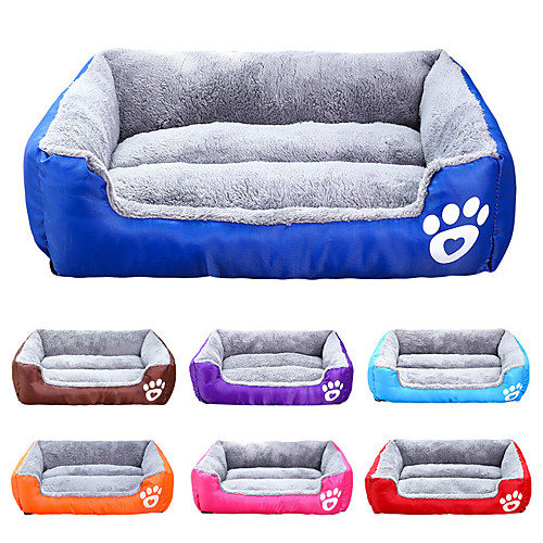 

pet bed for dog and cat rectangle plush self-warming puppy sofa mat cushion, 24 x 22 x 6 inches, blue