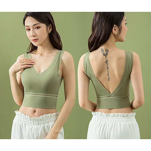 

Women's Scoop Neck Yoga Top Bra Top Light Support Winter Cut Out Solid Color Watermelon Red Black Pink Green Beige Nylon Yoga Fitness Gym Workout Bra Top Sleeveless Sport Activewear Breathable Quick
