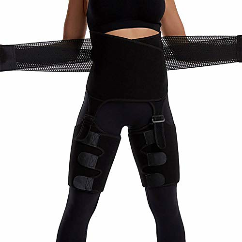 

nobranded 3 in 1 waist trainer for women, high waist body shaper, fitness weight butt lifter slimming support belt hip enhancer shapewear thigh trimmers (black, l/xl)