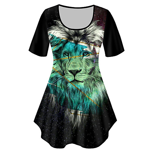 

Women's Plus Size Print Graphic Animal T shirt Large Size Crewneck Short Sleeve Basic Tops XL XXL 3XL Black Big Size