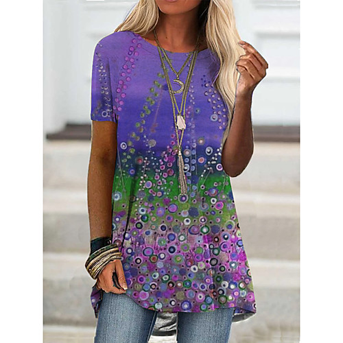 

2021 amazon aliexpress spring new foreign trade cross-border fashion women's short-sleeved digital printing t桖9112