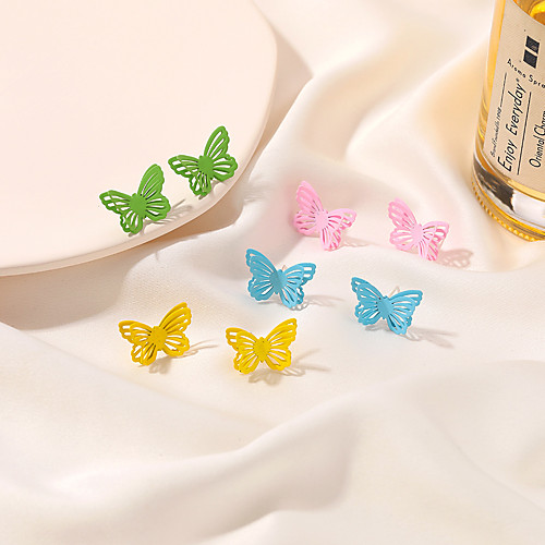 

Women's Stud Earrings Earrings Fancy Animal Cartoon Fashion Trendy Korean Sweet Earrings Jewelry Blue / Yellow / Blushing Pink For Birthday Street Gift Date Festival 1 Pair