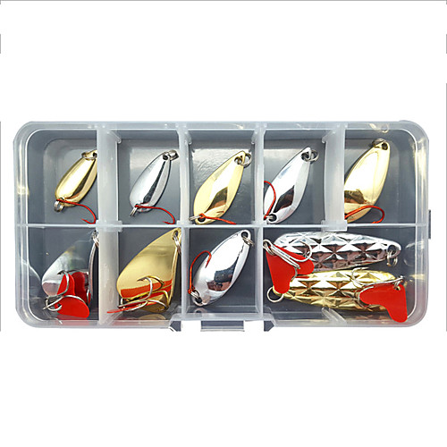 

10 pcs Lure kit Fishing Lures Spoons Sinking Bass Trout Pike Lure Fishing Freshwater and Saltwater