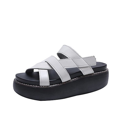 

Women's Flats Flat Heel Open Toe PU Solid Colored White Black Yellow