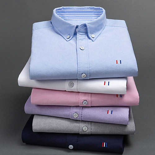 

Men's Shirt Striped Plaid Button-Down Long Sleeve Casual Tops 100% Cotton Business Basic Casual A B C